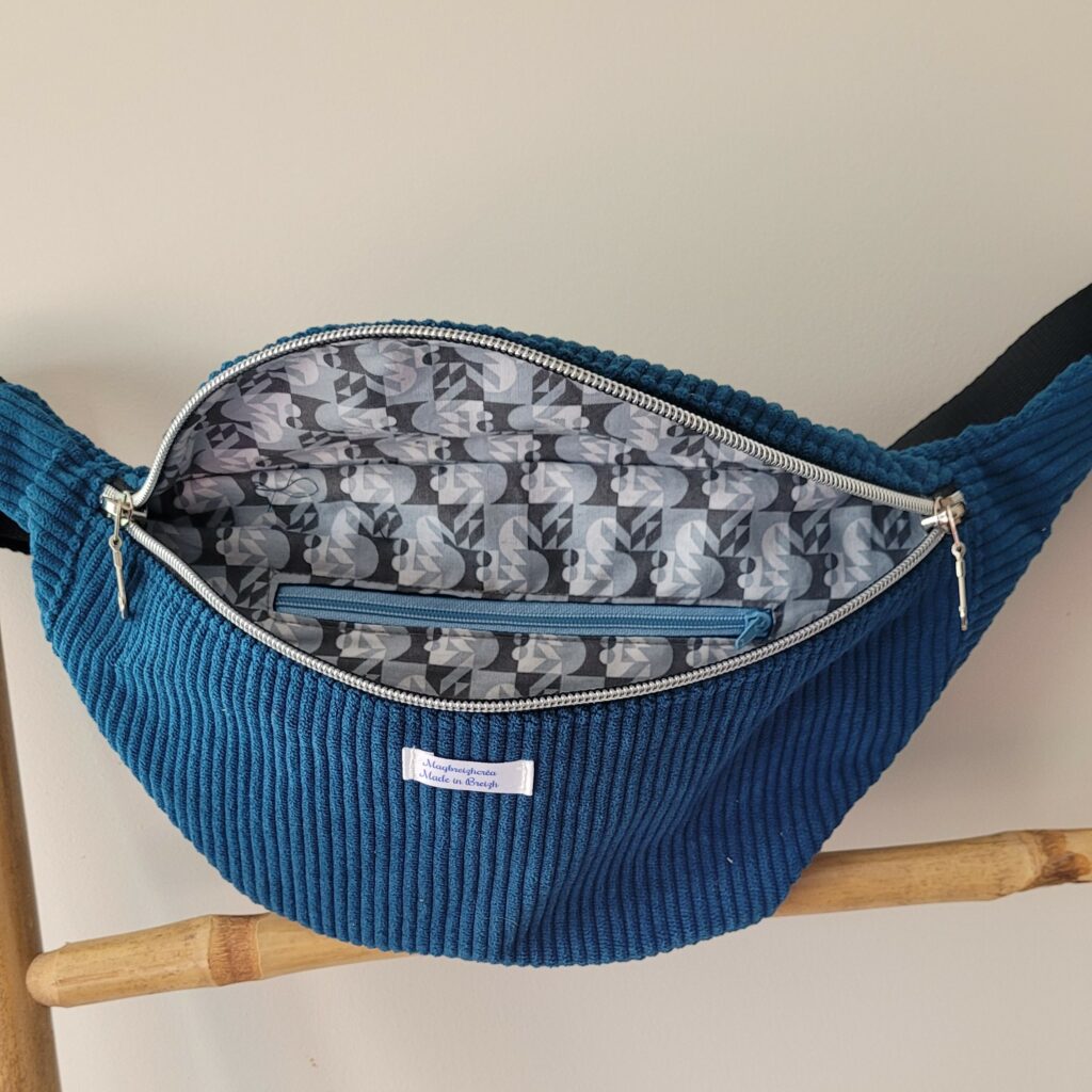 Sac Banane Velours Bleu Canard Magbreizhcrea